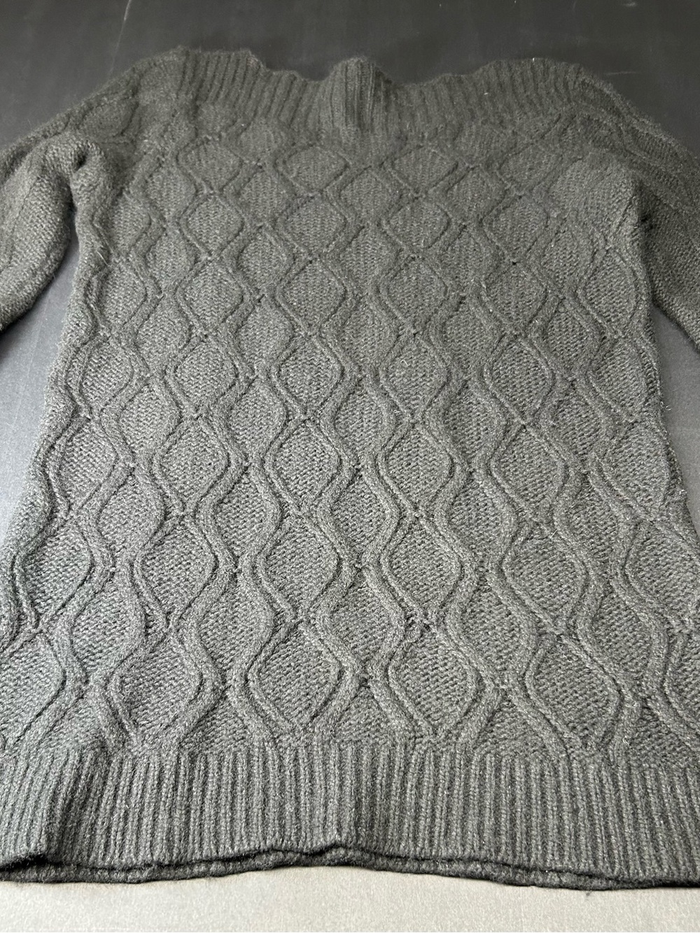 LOFT Women’s Black Diamond Lattice Cable Wool Blend Boatneck Sweater